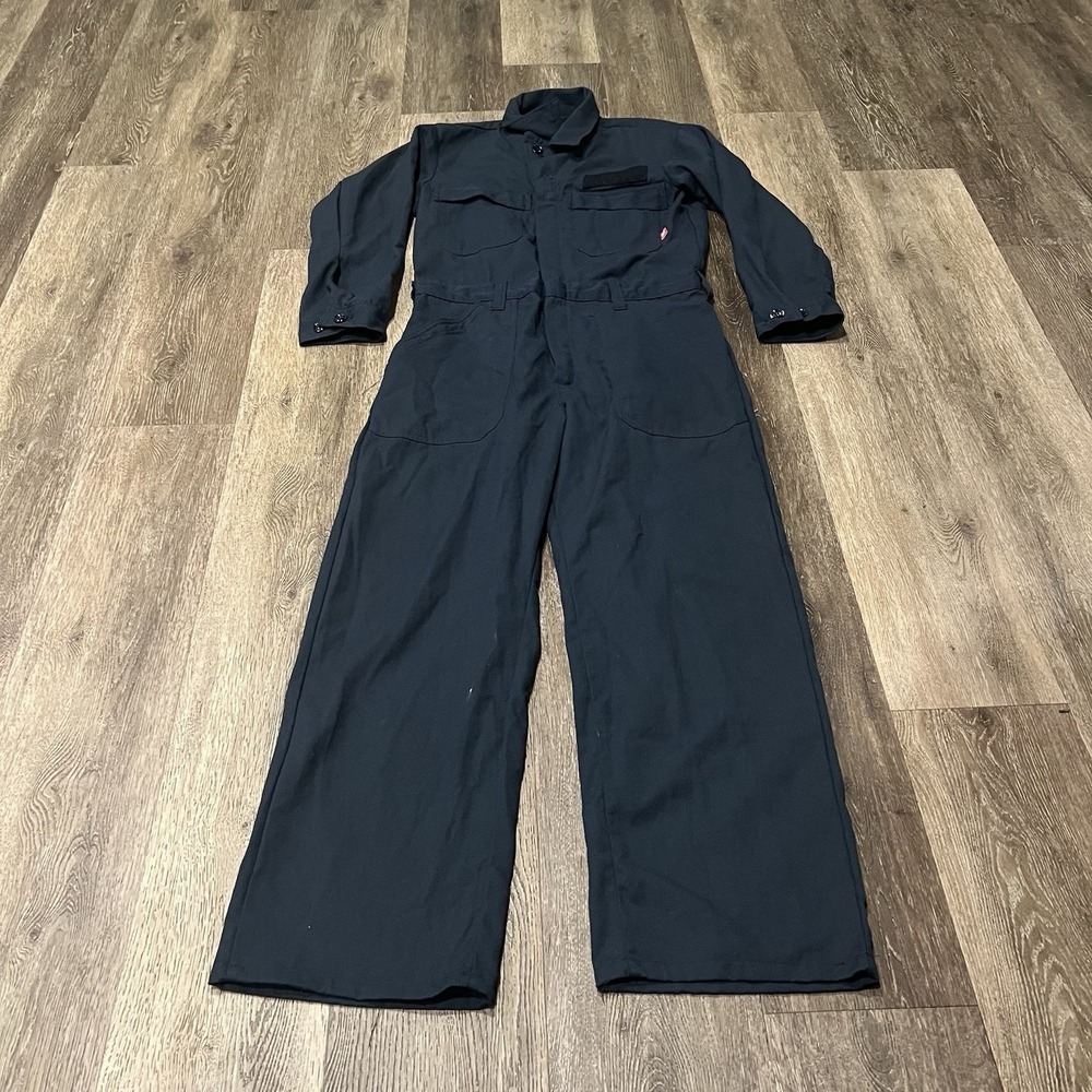 US Navy FR Coveralls Men's 38S Blue Flame Resistant Utility Work Suit Mechanic